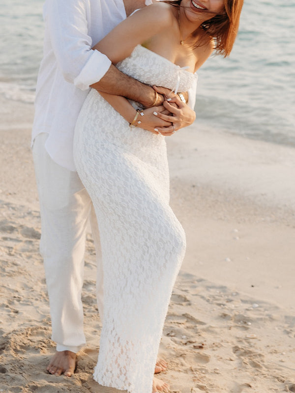Mumsmode Zwangerchaps Kanten Jurken Elegante Fotoshoot Bodycon Spaghetti Maxi Jurken