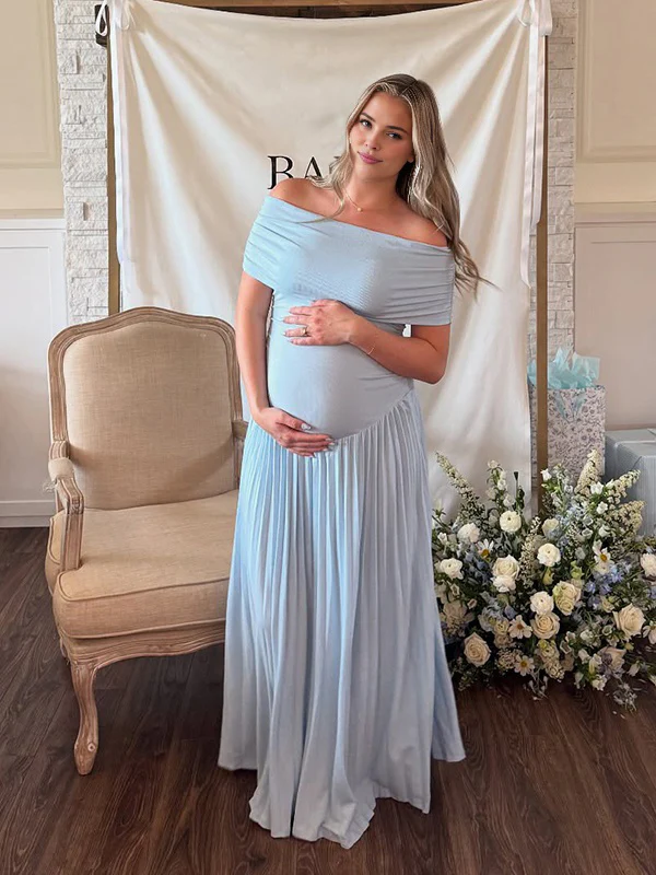 Mumsmode Zwangerchaps Bodycon Jurken Elegant Cocktail Ceremonie Geplooid Off Shoulder Gedrapeerd Maxi Jurken