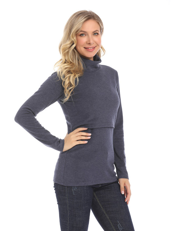 Mumsmode Zwangerchap Borstvoedingshirts Dagelijks Vrije Tijd Patchwork Bodycon Voedingskleding