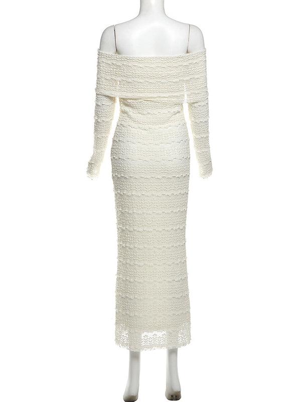 Mumsmode Zwangerchaps Maxi BabyShower Jurken Elegant Kanten Boot Nek Lange Mouw Abrikoos