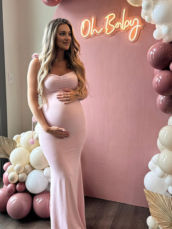Zwangerchaps Maxi BabyShower Jurken Elegant Roze