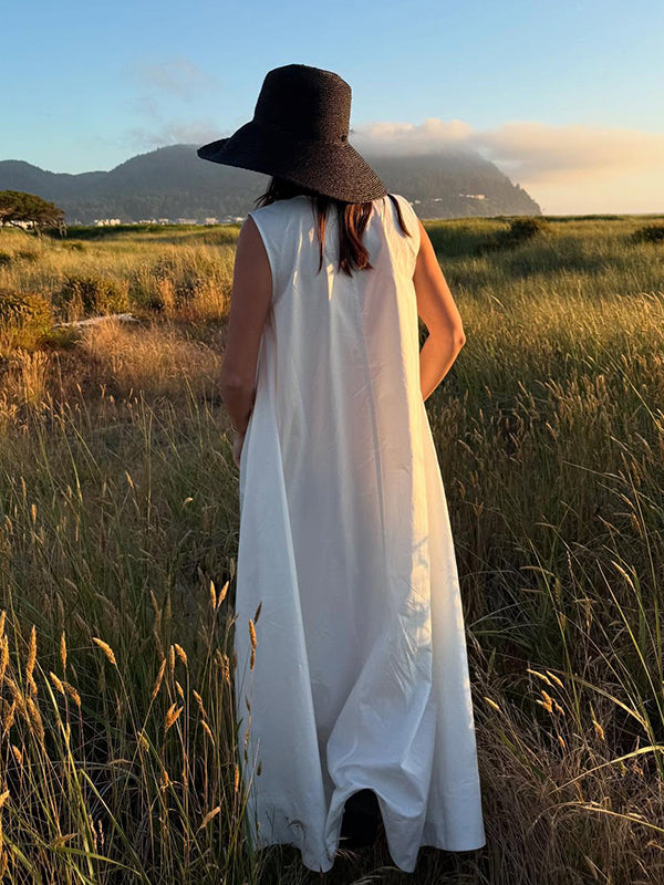 Mumsmode Zwangerschaps Maxi Fotoshoot Jurk Vakantie Trapeze Gedrapeerd Zakken Boheems