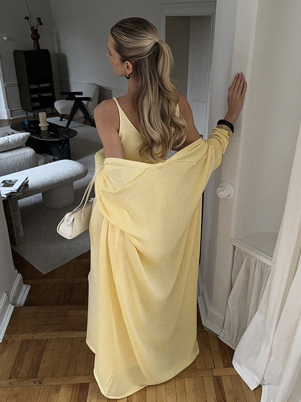 Mumsmode Zwangerschaps Maxi Jurk Vesten 2-in-1 Dagelijks Werk Elegant Gebreide
