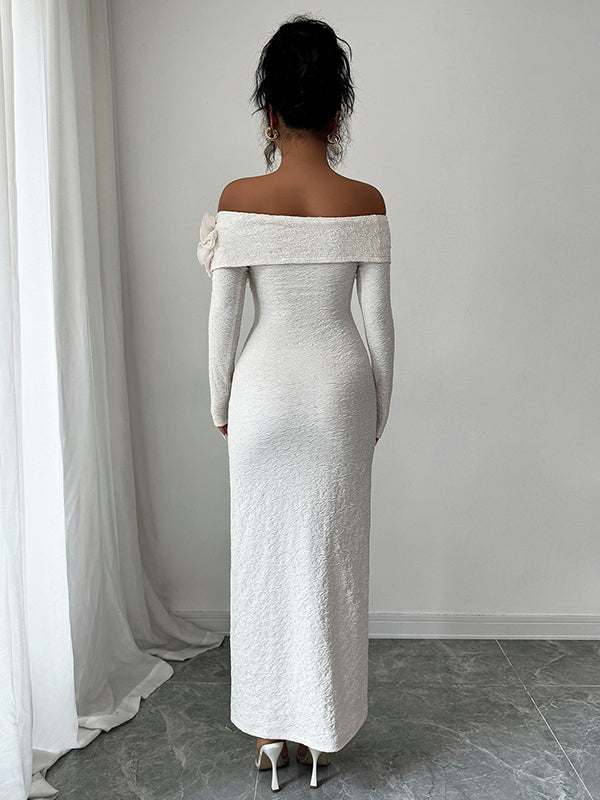 Mumsmode Zwangerschaps Maxi Bodycon Jurk Chique Cocktail Off Shoulder 3D Bloemen Bodycon Zeemeermin