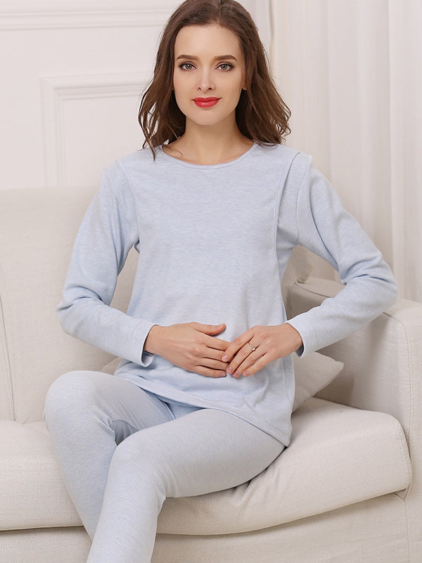 Mumsmode Zwangerschaps Tweedelige Verzorgingsset Dagelijks Comfortabel 2-in-1 Patchwork Borstvoedingshirts