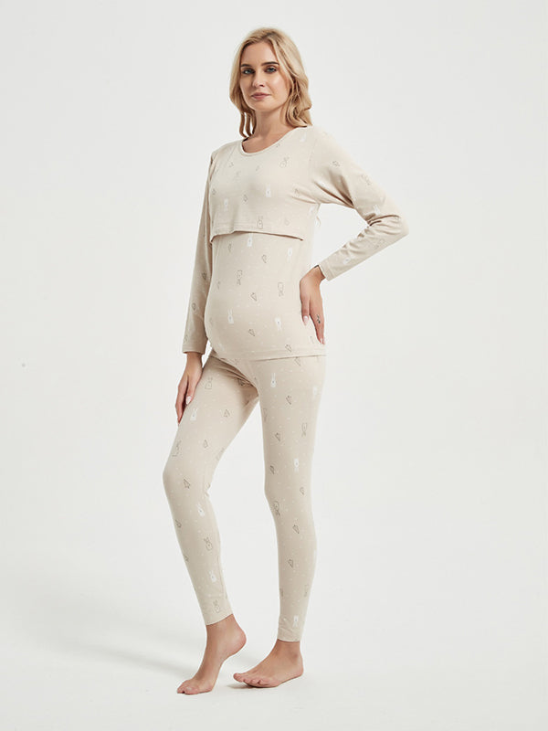Mumsmode Zwangerschaps Tweedelige Verzorgingsset Dagelijks Comfortabel 2-in-1 Patchwork Lapland Hart Borstvoedingshirts