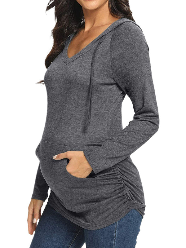 Mumsmode Zwangerchaps Dagelijks Verpleegkundige Sweatshirts Zakken Gekreukt Gedekt