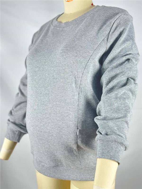 Mumsmode Zwangerchap Voedingssweatshirts Dagelijks Vrije Tijd Rits Ronde Hals Voedingskleding