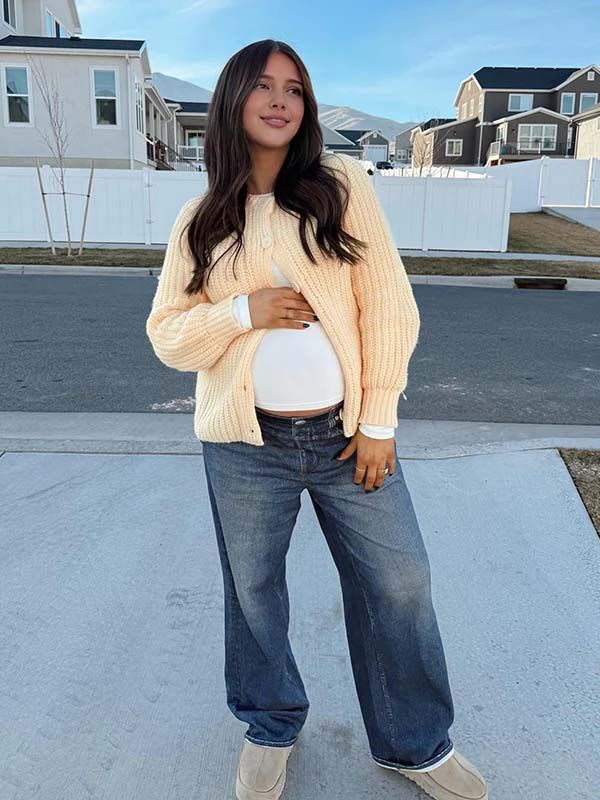 Mumsmode Zwangerschaps Vesten Vrije Tijd Dagelijks Gebreide Enkele Borst