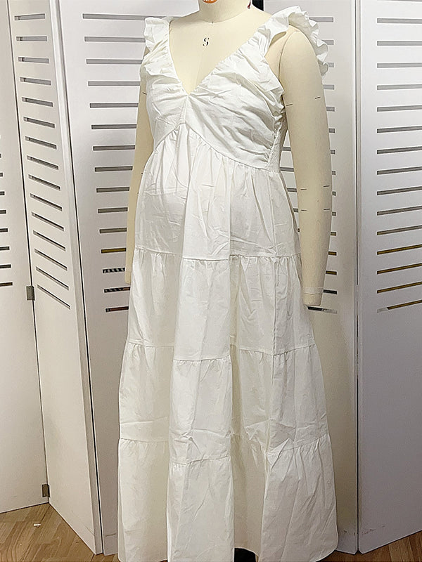 Mumsmode Zwangerchaps Fotoshoot Jurken Daily Elegante Ruches Patchwork Maxi Jurken