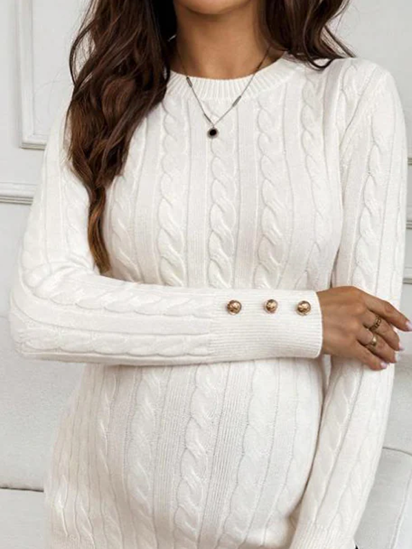 Mumsmode Zwangerschaps Truien Chique Dagelijks Kabelbreiwerk Enkele Borst Bodycon