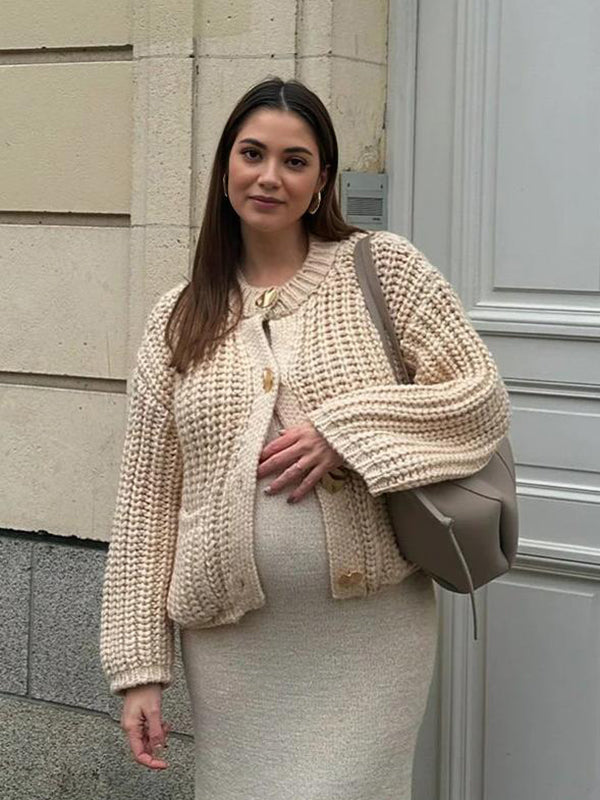 Mumsmode Zwangerschapsvesten Chique Dagelijks Zakken Enkele Borst Gebreide