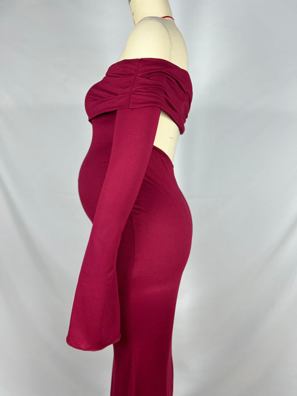 Mumsmode Zwangerschaps Bodycon Jurken Elegant Ceremonie Rugloos Zeemeermin Off Shoulder Maxi Jurken