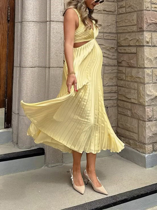 Mumsmode Zwangerschaps Cocktailjurken Elegant Ceremonie Geplooid Uithollen Rugloos Trapeze Maxi Jurken