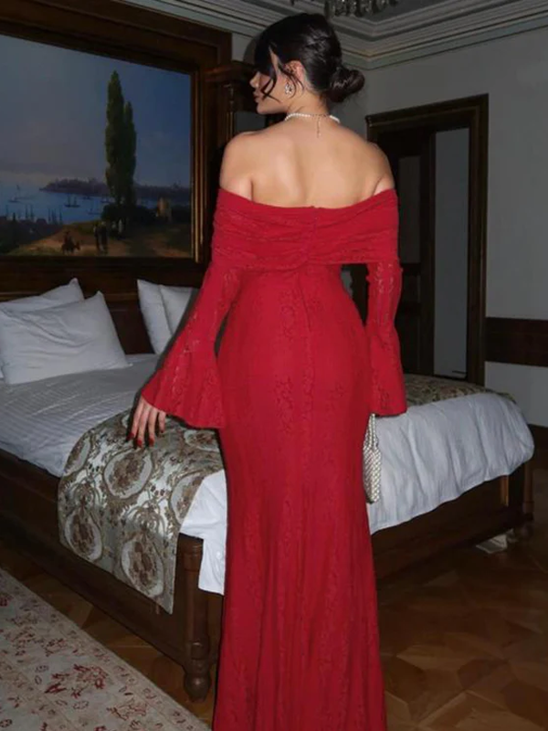 Mumsmode Zwangerschaps Maxi Kanten Jurk Fotoshoot Chique Ceremonie Bodycon Off Shoulder Ruches Zeemeermin