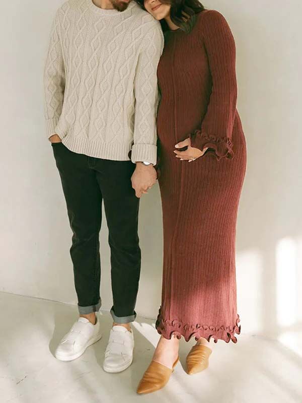 Mumsmode Zwangerschaps Bodycon Jurken Elegant Ceremonie Gebreide Ruches Rugloos Maxi Jurken