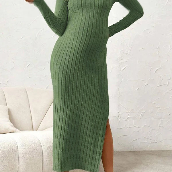 Mumsmode Zwangerschaps Maxi Daily Jurk Basis Chique Zijsplit Bodycon Gestreept