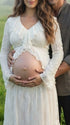Kanten zwangerschaps crop top met speelse ruches en boho uitstraling.