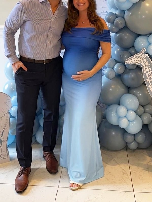 Ombre Off-Shoulder Zwangerschaps Bodycon Maxi Jurk