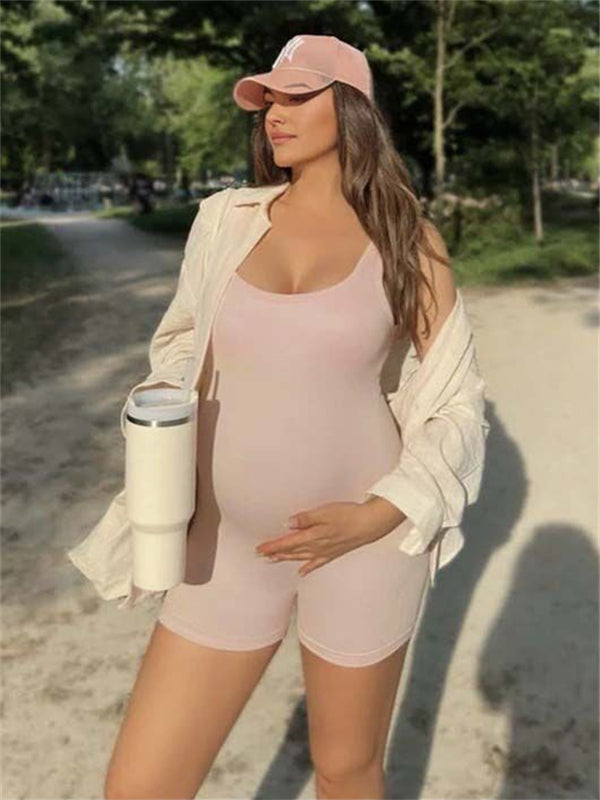 Mumsmode Zwangerchaps Rompers Rugloos Spaghetti Sport Roze