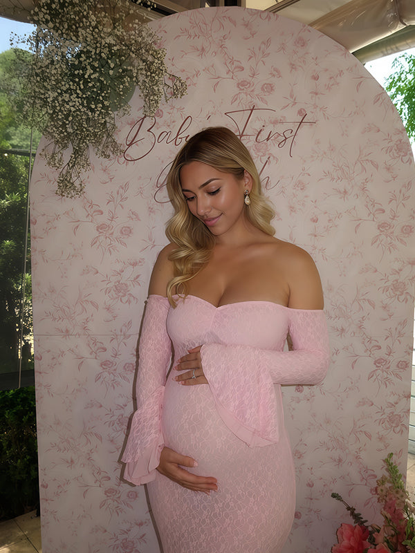 Mumsmode Zwangerschaps Maxi Bodycon Jurk Chique Cocktail  Kanten Off Shoulder Ruches Zeemeermin