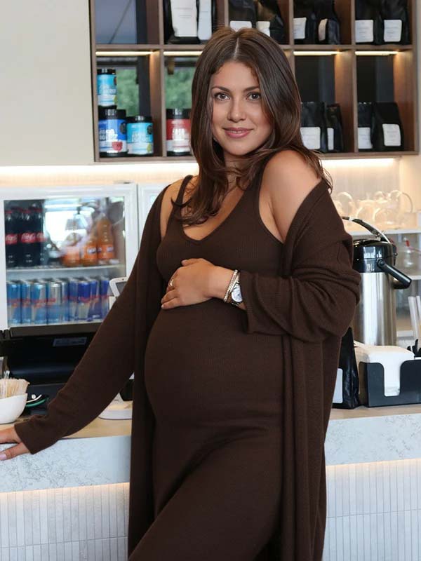 Casual Gebreide Twee-Delige Set Zwangerschaps Maxi Jurk