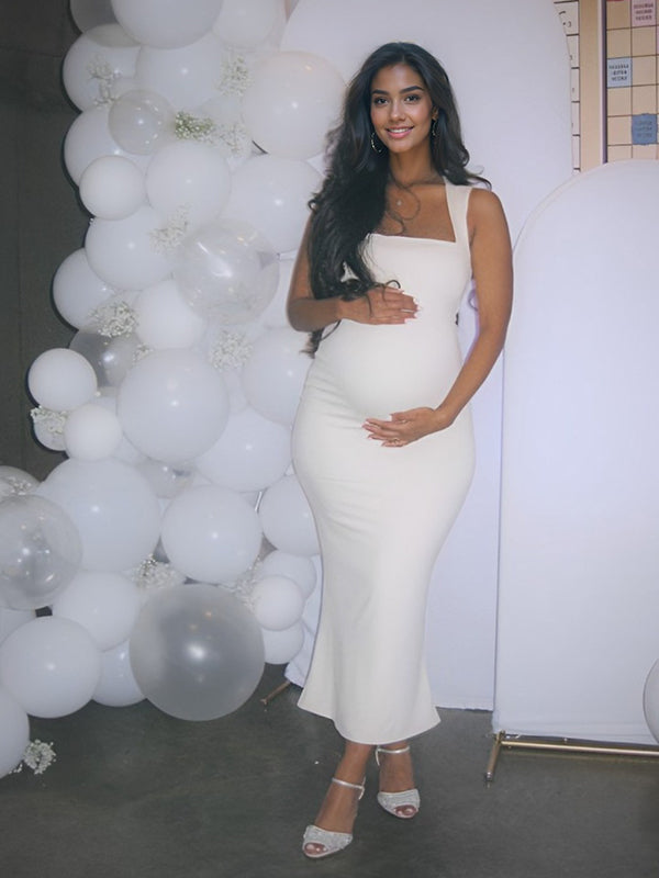 Mumsmode Zwangerchaps Maxi Jurk Kruis Rug Babyshower Elegant Cocktail