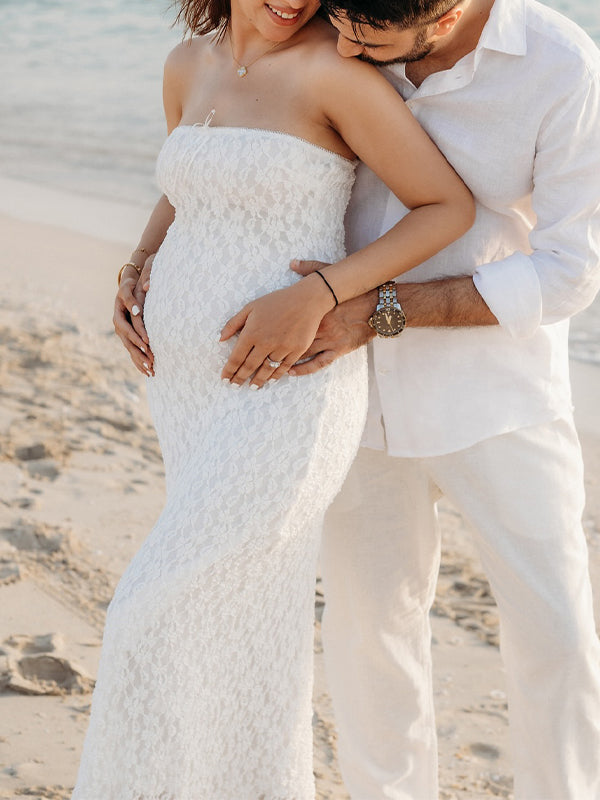 Mumsmode Zwangerchaps Kanten Jurken Elegante Fotoshoot Bodycon Spaghetti Maxi Jurken