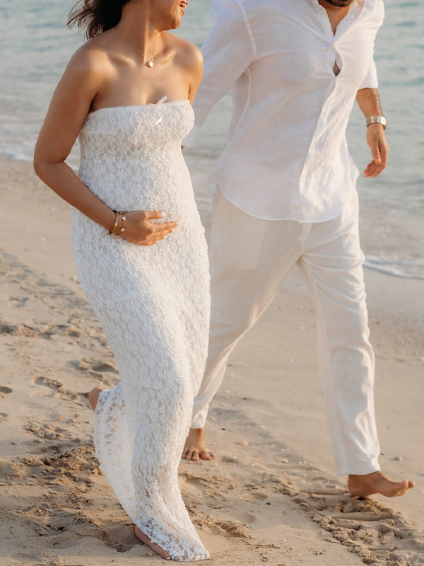 Mumsmode Zwangerchaps Kanten Jurken Elegante Fotoshoot Bodycon Spaghetti Maxi Jurken