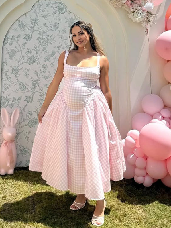 Mumsmode Zwangerchaps Midijurk Retro Gingham Spaghetti Babyshower