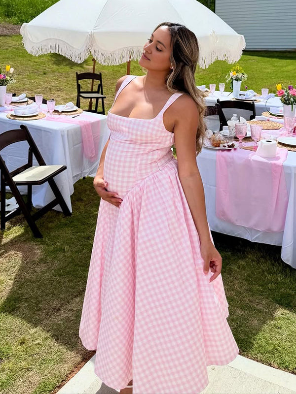 Mumsmode Zwangerchaps Midijurk Retro Gingham Spaghetti Babyshower