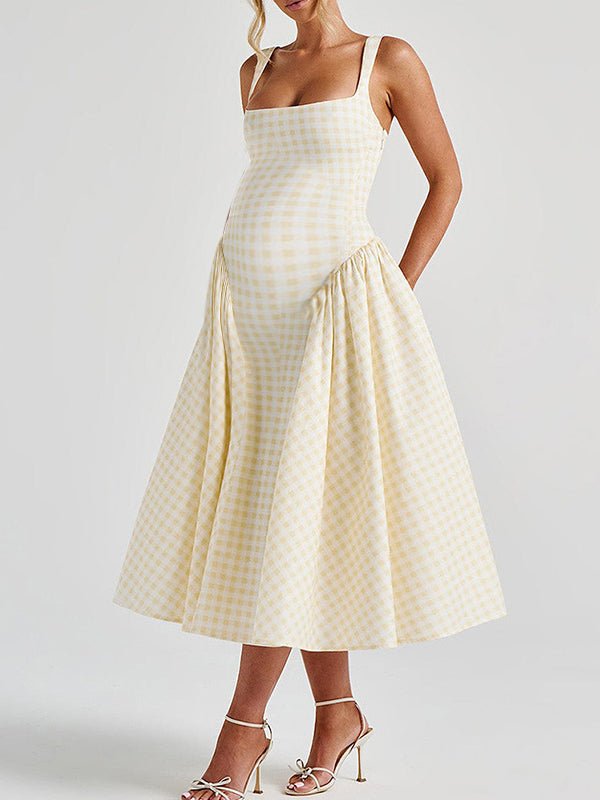 Mumsmode Zwangerchaps Midijurk Retro Gingham Spaghetti Babyshower