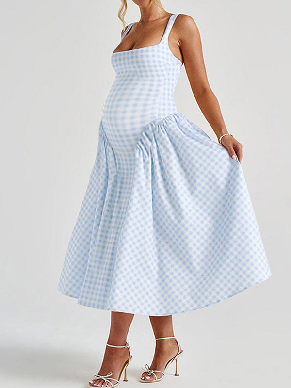 Mumsmode Zwangerchaps Midijurk Retro Gingham Spaghetti Babyshower