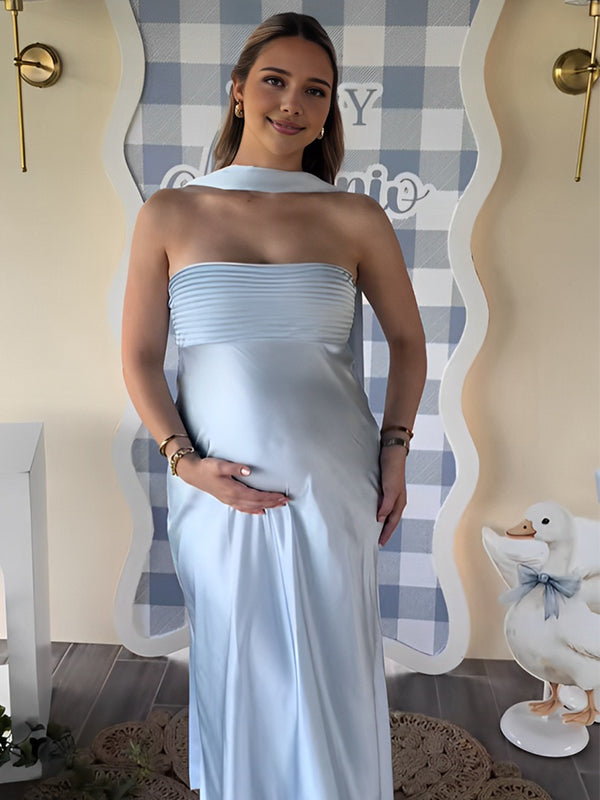 Mumsmode Zwangerchaps Maxijurk Gekreukt Elegant Banket Cocktail Babyshower