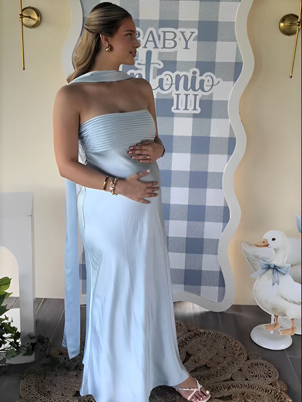 Mumsmode Zwangerchaps Maxijurk Gekreukt Elegant Banket Cocktail Babyshower