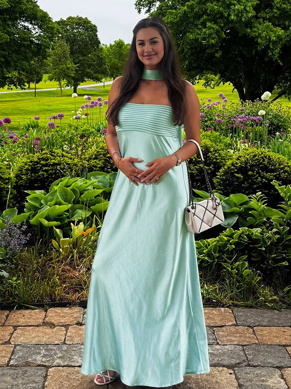 Mumsmode Zwangerchaps Maxijurk Gekreukt Elegant Banket Cocktail Babyshower