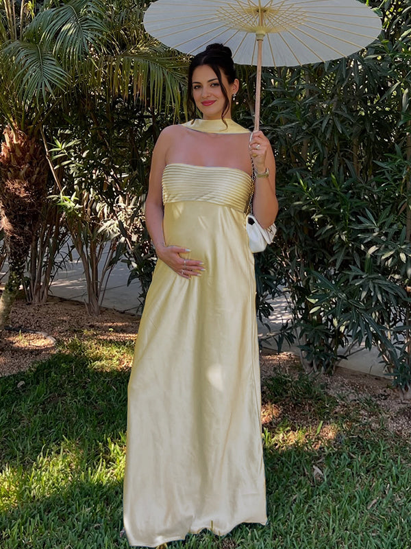 Mumsmode Zwangerchaps Maxijurk Gekreukt Elegant Banket Cocktail Babyshower