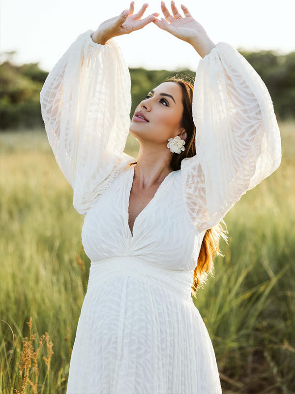 Mumsmode Zwangerschaps Maxi Fotoshoot Jurk Elegant Bruiloft Banket Geplooid Onregelmatig Rugloos