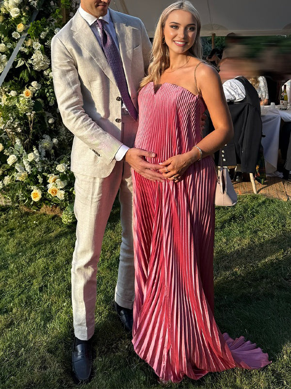 Roze Zwangerschaps Maxi Jurk Geplooid Bandeau Elegante