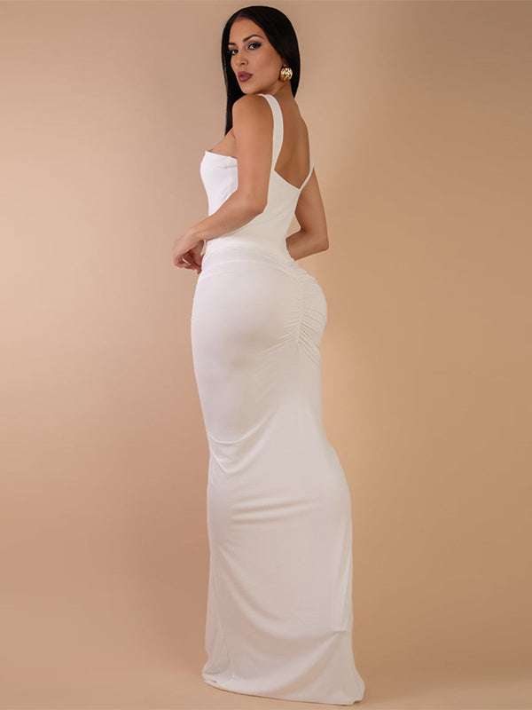Mumsmode Zwangerschaps Maxi Jurk Geplooid Gesp Bodycon Babyshower