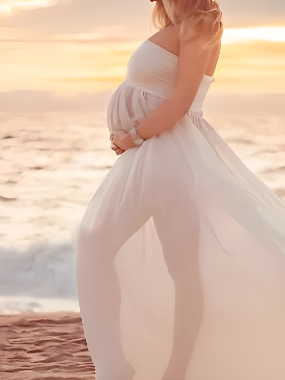 Mumsmode Eenkleurig Bandeau Gedrapeerd Spleet Voor Fotoshoot Zwangerschaps Maxi Jurk Elegant