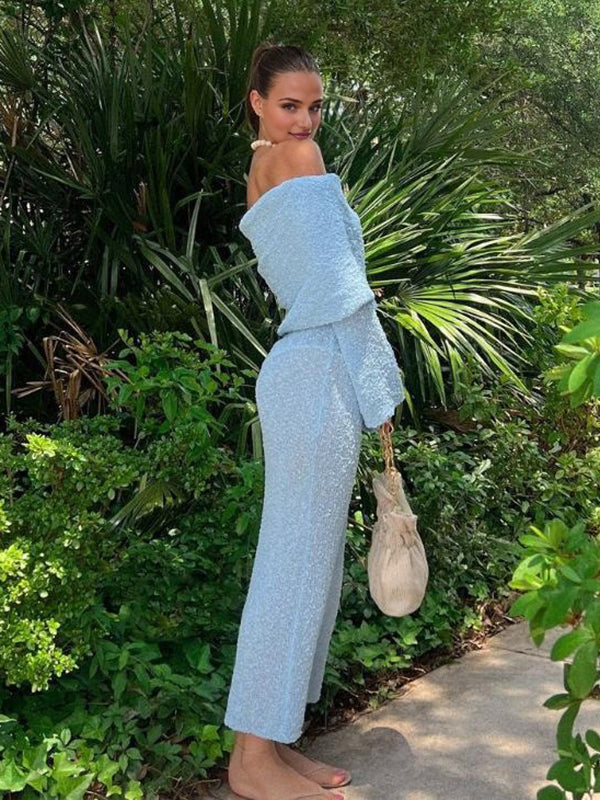 Boho maxi-jurk voor dames met off-shoulder model, lange mouwen, hoge Boho maxi-jurk voor dames met off-shoulder model, lange mouwen, hoge
