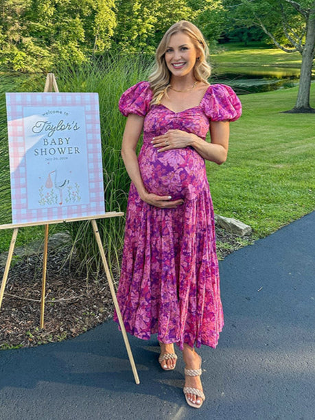 Maxi Babyshower Zwangerchapsjurk Pofmouw Paars