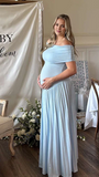 Mumsmode Zwangerchaps Bodycon Jurken Elegant Cocktail Ceremonie Geplooid Off Shoulder Gedrapeerd Maxi Jurken