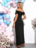 Mumsmode Zwangerchap Speciale Gelegenheden Jurken Elegant Zijsplit Onregelmatig Vlinderdas Bodycon Gekreukt Maxi Babyshower Jurken