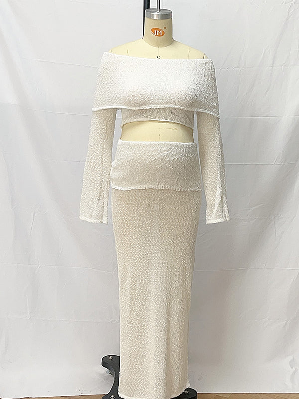Mumsmode Zwangerchap Maxi Fotoshoot Jurk Boheems Vakantie 2-in-1 Gebreide Off Shoulder Bodycon