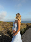 Mumsmode Zwangerchap Daily Jurken Fotoshoot Vakantie 2-in-1 Tule Vlinderdas Ruches Maxi Jurken