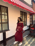 Mumsmode Zwangerchap Bodycon Jurken Elegant Fotoshoot Vakantie Knit harig Gekreukt Maxi Jurken