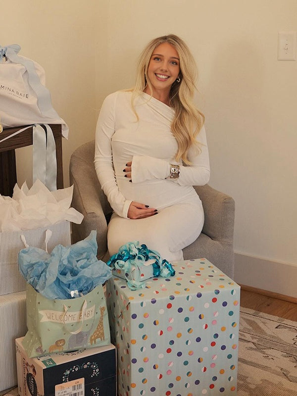 Mumsmode Zwangerschaps Babyshowerjurk Bodycon Elegant Ceremonie Onregelmatige Kraag Gekreukt Fotoshoot Maxijurk