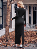 Mumsmode Zwangerschaps Bodycon Jurken Elegant Ceremonie Gekreukt Gedrapeerd Maxi Jurken